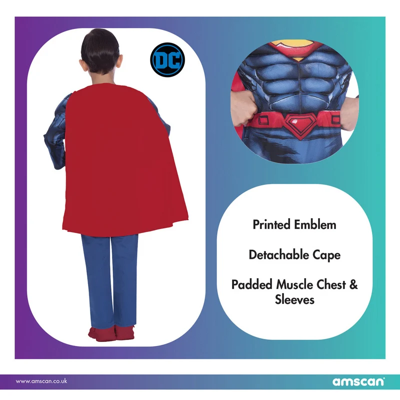 Superman Kostüm Classic für Jungen - Rot Blau | DC Super Heroes Kinderkostüm