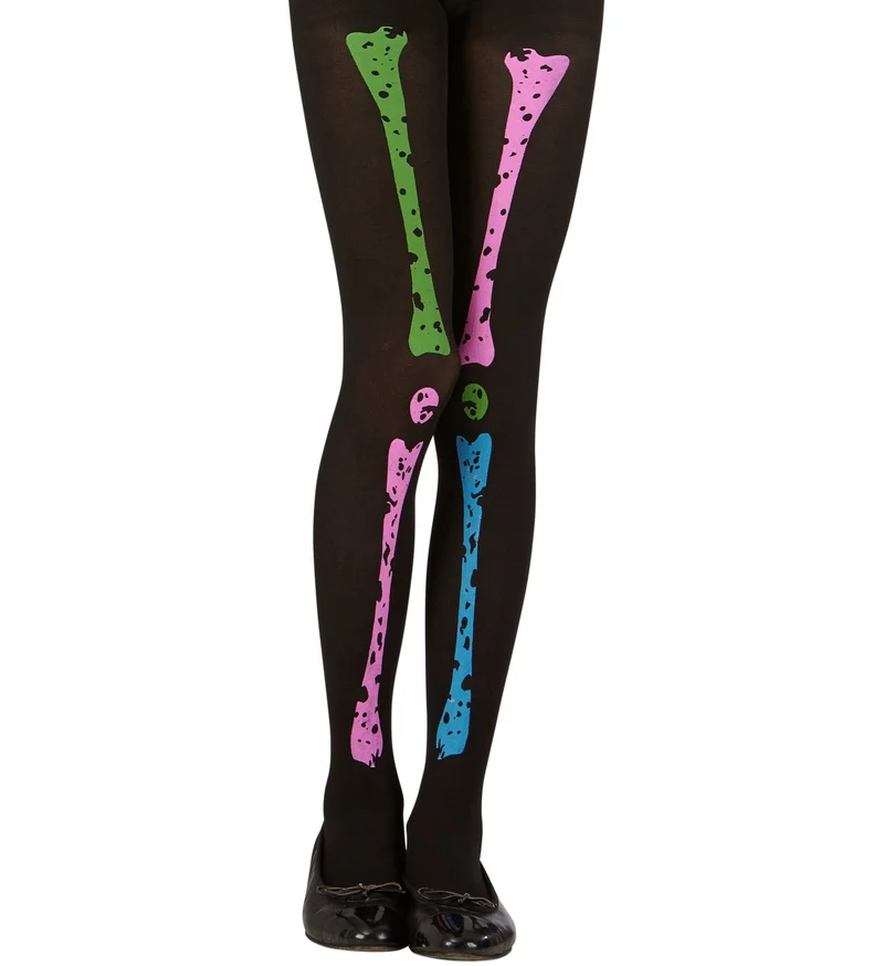 Skelett Strumpfhose für Kinder 70 DEN | Neon