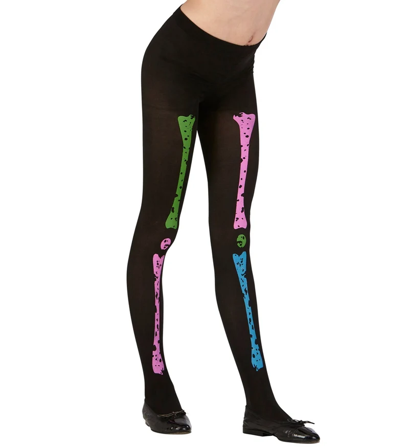 Skelett Strumpfhose für Kinder 70 DEN | Neon