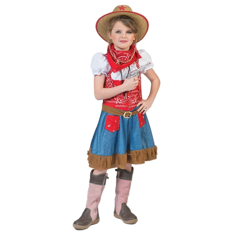 Cowgirl Kostüm "Arizona" für Mädchen | Blau Rot - Kinder Cowboykostüm