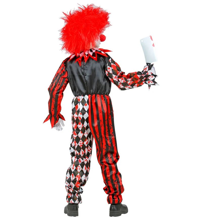 Halloween Kostüm "Killerclown" für Kinder - Schwarz Rot | Blutiger Horror Anzug