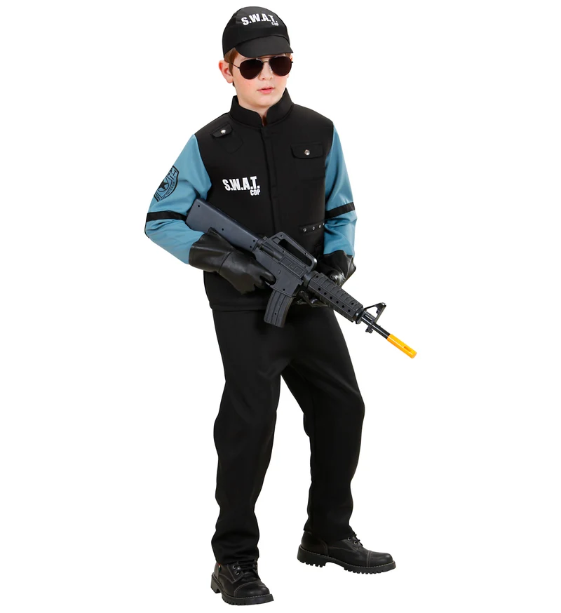 Kostüm Kid S.W.A.T. (Hemd mit Weste, Hose, Basecap)