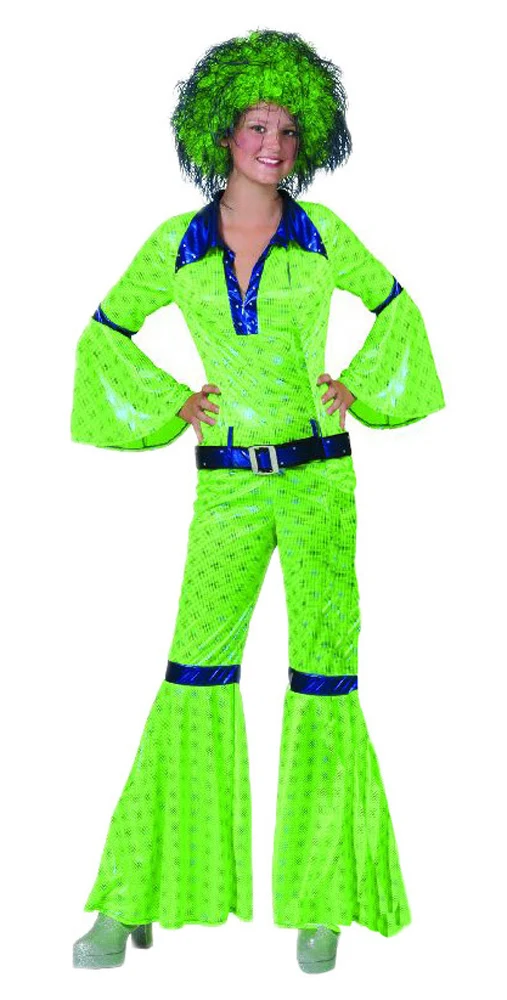 Hippie Girl Disco Anzug für Mädchen - Grün