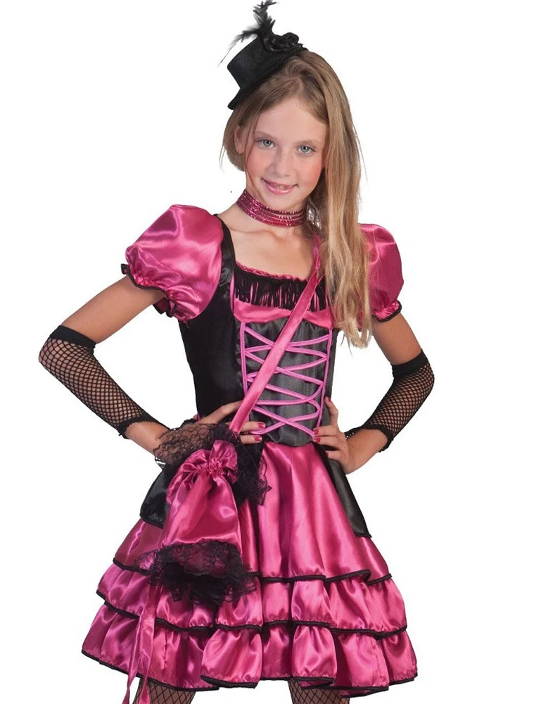 Can Can Girl Kostüm "Stella" für Mädchen - Pink Schwarz | Western Cowboy Kinderkostüm