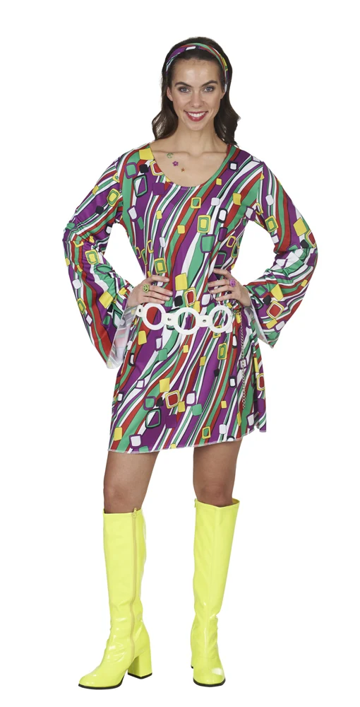 Hippie Retro Kostüm "Felicity" für Damen | Lila Bunt