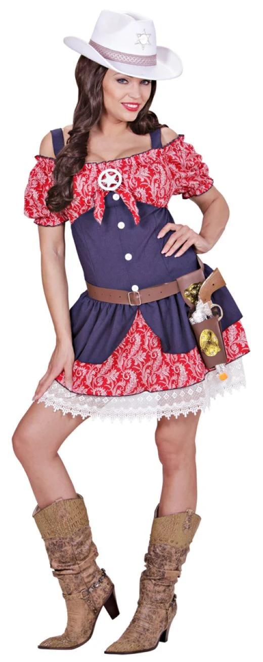 Cowgirl "Selina" Damenkostüm - Western Cowboy | Blau Rot