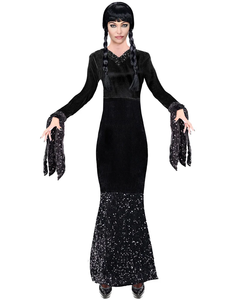 Dark Girl Wednesday Damenkostüm - Glamour Abendkleid Schwarz
