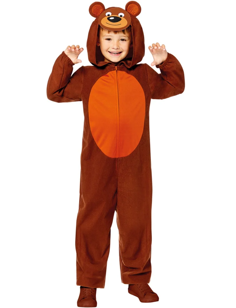 Brauner Bär Kostüm für Kinder - Onesie | Overall Tierkostüm Zoo Safari