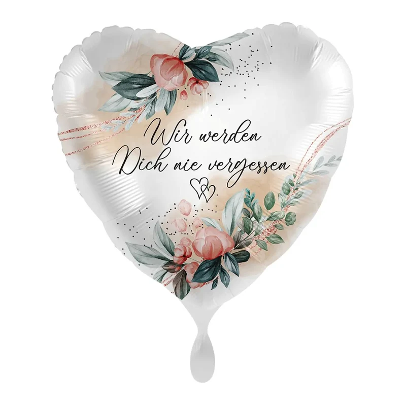 18"/Ø43cm Herz Folienballon "Wir werden dich nie vergessen"