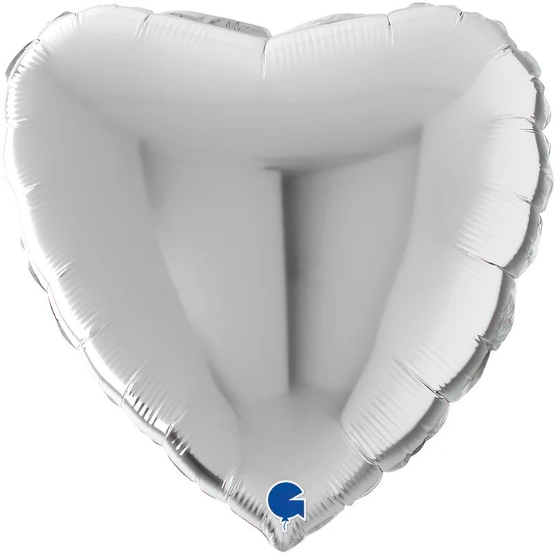 22"/Ø56cm Folienballon Uni Herz | Silber