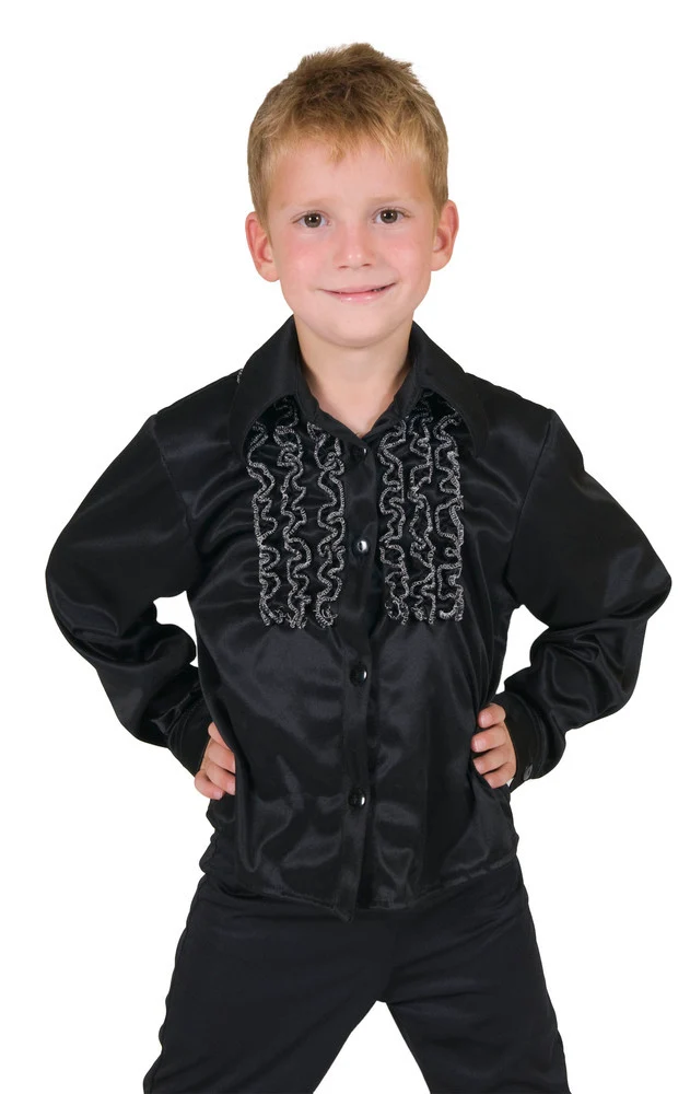Hippie Rüschenhemd Schwarz für Kinder