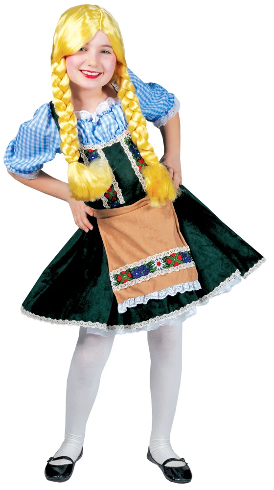 Dirndl Kostümkleid für Mädchen mit Schürze - Blau Grün