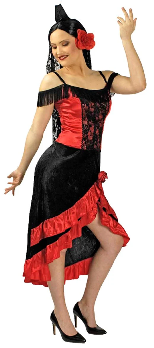 Spanierin Carmen Kostüm mit Mantilla für Damen