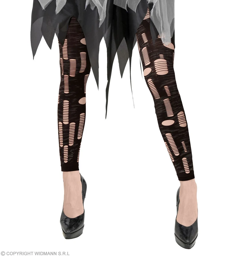 Zerfetzte Zombie Leggings für Damen | Schwarz