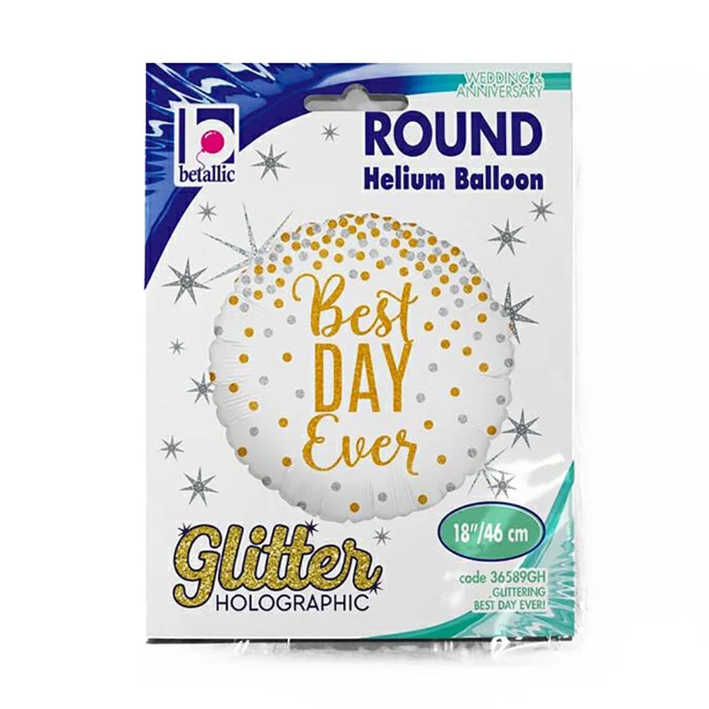18"/Ø46cm Folienballon "Best Day Ever Glittering"