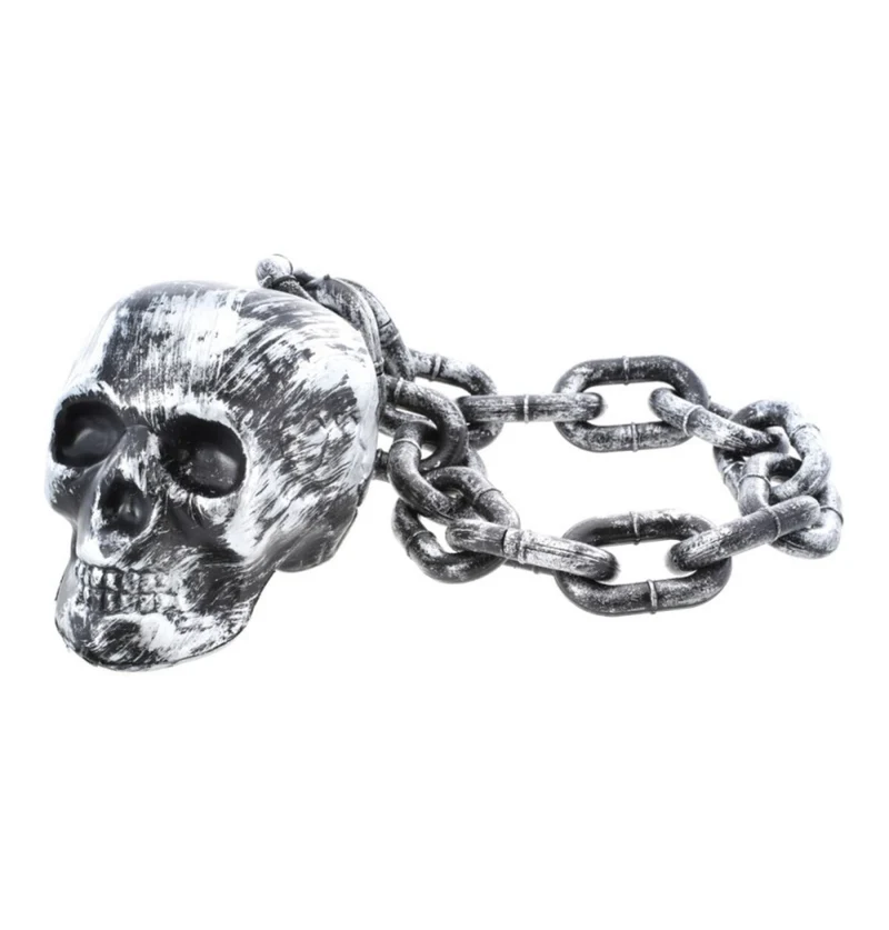 Halloween Kunststoffkette mit silbernem Totenkopf | 55 cm