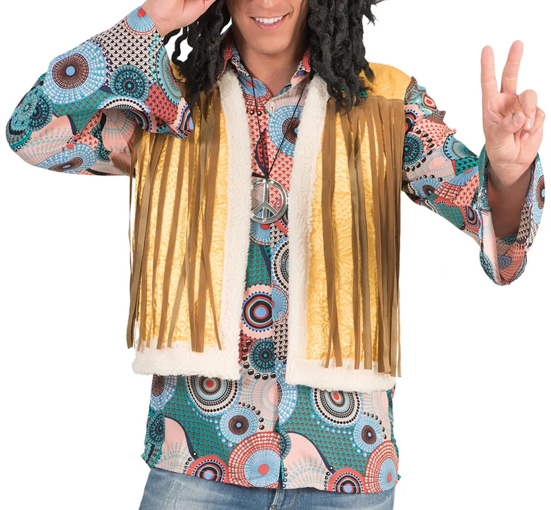 Retro Hippie Kostüm Brian mit Fransen für Herren