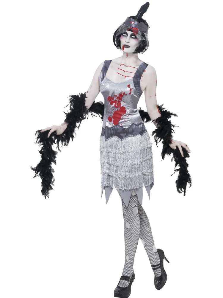 Zombie Charleston Flapper Kostüm für Damen | Grau