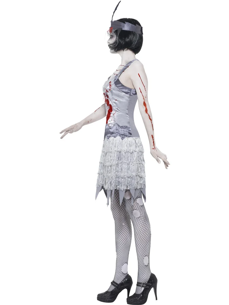 Zombie Charleston Flapper Kostüm für Damen | Grau
