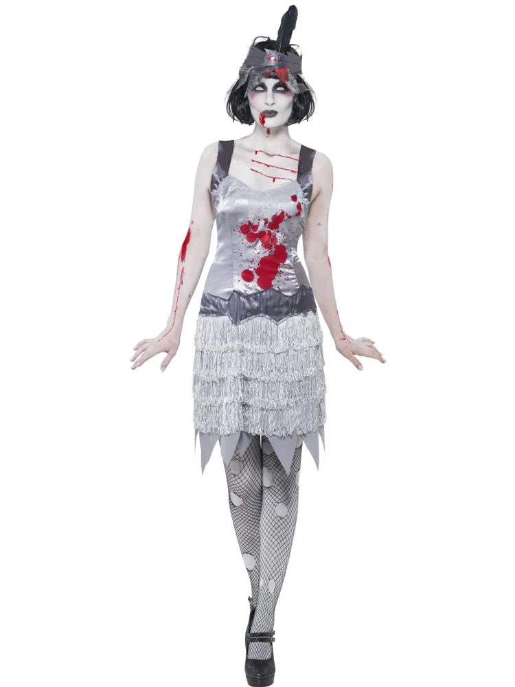 Zombie Charleston Flapper Kostüm für Damen | Grau