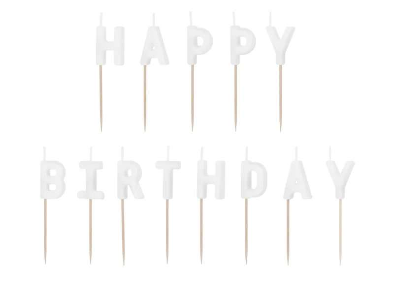 Geburtstagskerzen "Happy Birthday" 2,5 cm | Weiß