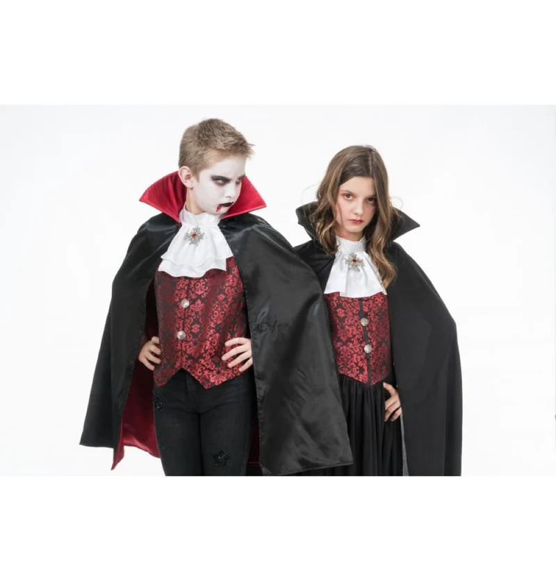 Vampiress Kostüm "Theodora" mit Umhang und Weste | Schwarz Rot