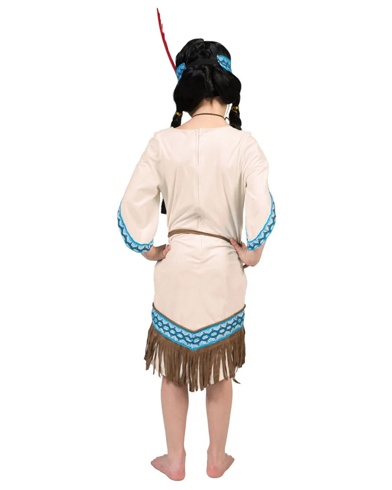 Indianerin "Thundering Teepee" Kostüm für Kinder | Beige Blau