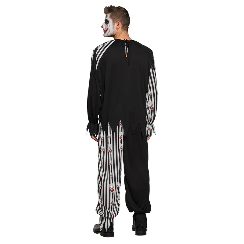 Bloody Clown Halloween Kostüm für Herren | Schwarz Weißer Overall