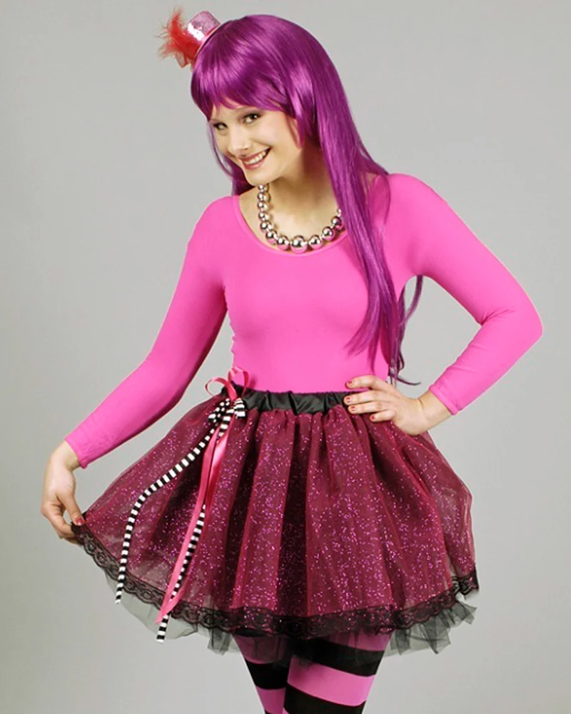 Glitzer Petticoat Tutu Rock "Annabelle" für Damen | Pink Schwarz