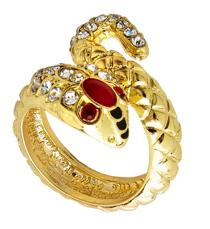 Ring "Schlangen mit Strass" | Gold Rot - Schmuck Cleopatra Kostüm