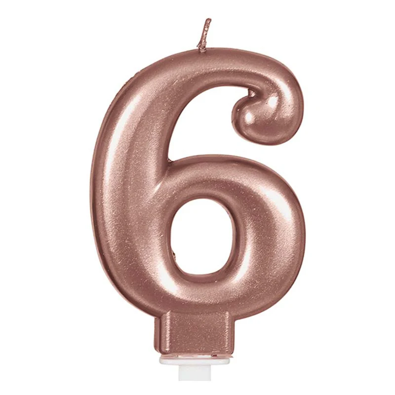 Zahlenkerze 6 Rosegold