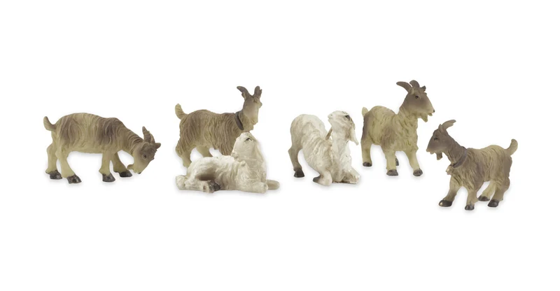 Schafe und Ziegen für Weihnachtskrippe - 6-tlg. Tierset Größe 2-4 cm | 78034