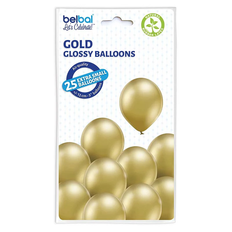 25 Stk. Luftballon Uni Glossy Ø 12cm | Gold