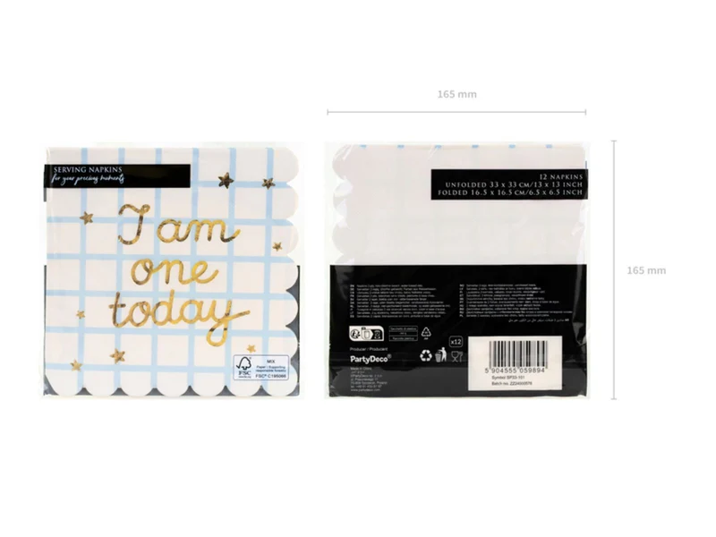 Servietten "I am one today" 12Stk./33x33cm | Blau