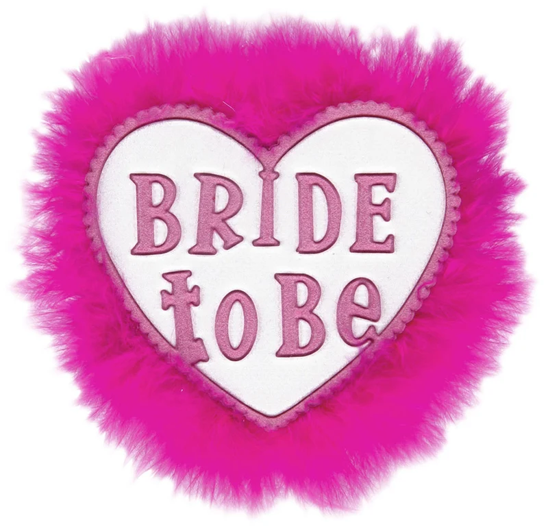 JGA Brautparty Accessoires - Brosche "Bride to Be" Pink Weiß