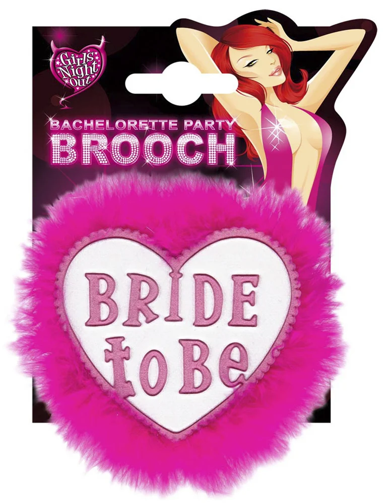 JGA Brautparty Accessoires - Brosche "Bride to Be" Pink Weiß