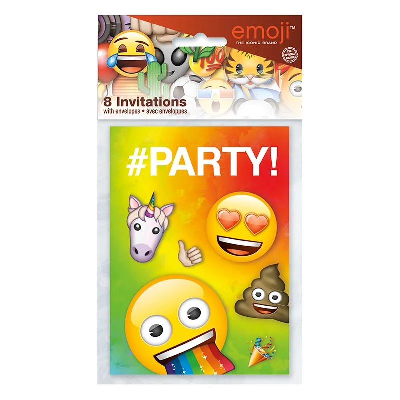Einladung Emoji Regenbogen 8Stk.