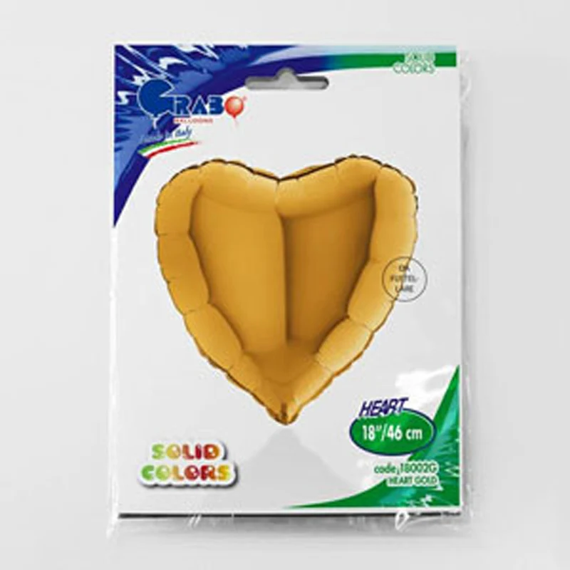18"/Ø46cm Herz Folienballon Uni | Gold