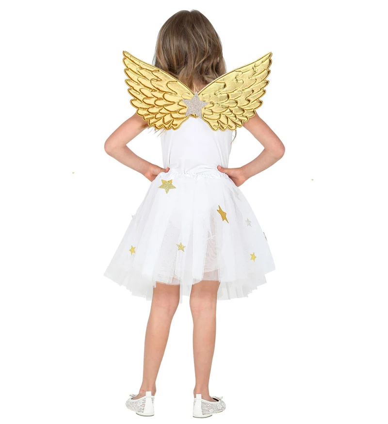 Engelskostüm Set für Kinder - Engelsflügel und Rock | Weiß Gold