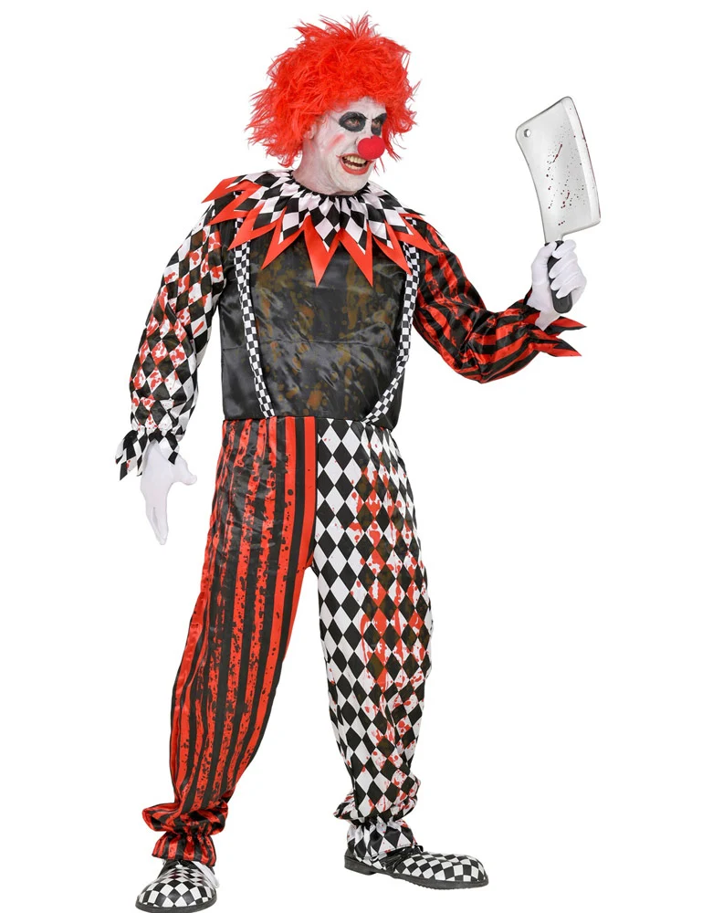 Halloween Kostüm "Killerclown" für Herren - Schwarz Rot | Blutiger Horror Anzug