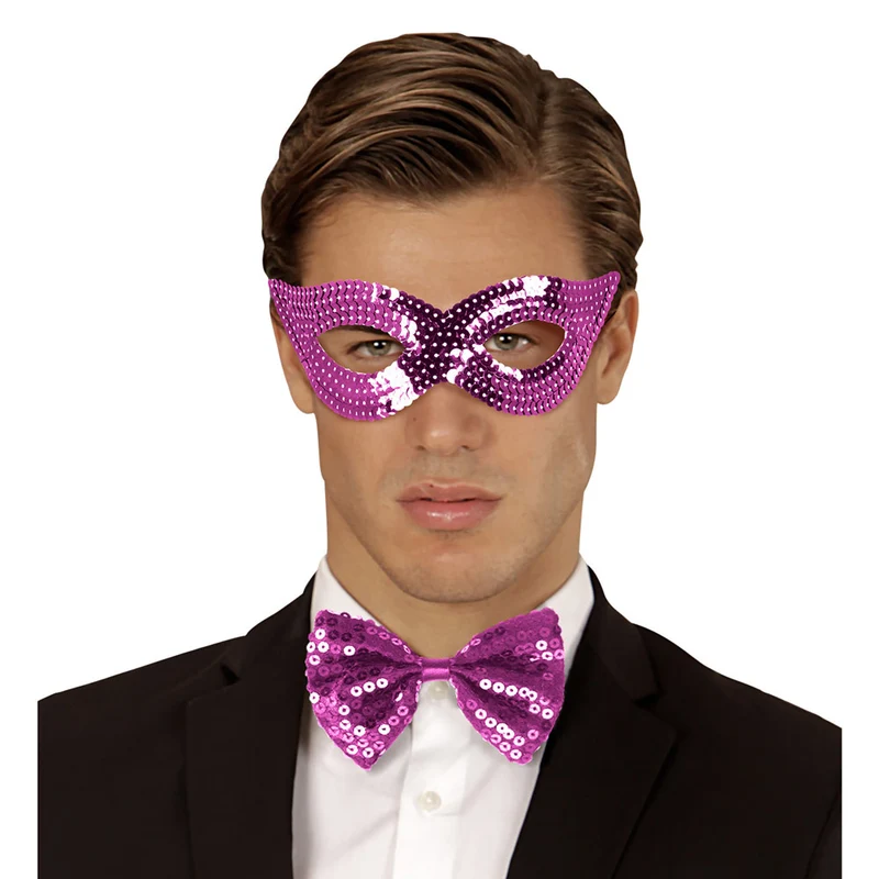 Augenmaske mit Pailletten "Katzenauge" - 05913 | Pink
