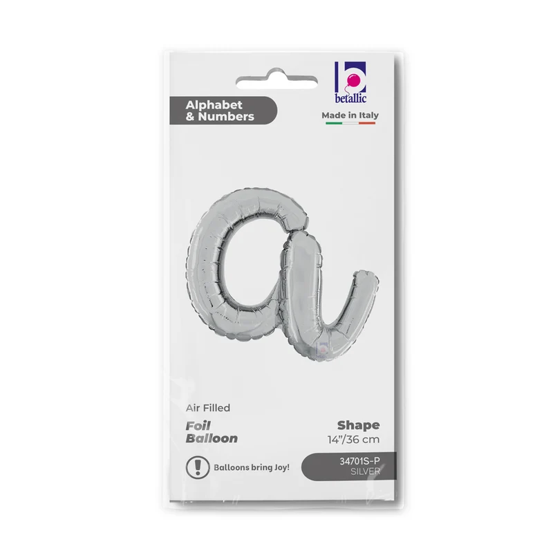 14"/Ø36cm Folienballon Buchstabe Skript Silber | A