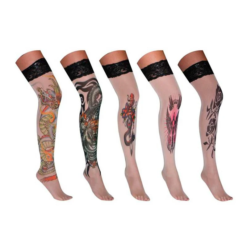 Strumpfhose mit Tattoo 5-fach sort.