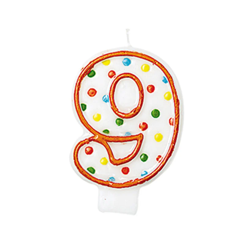 Geburtstagskerzen Zahlen mit bunten Polka Dots Punkte Party Dekorations Artikel - Nummer 9
