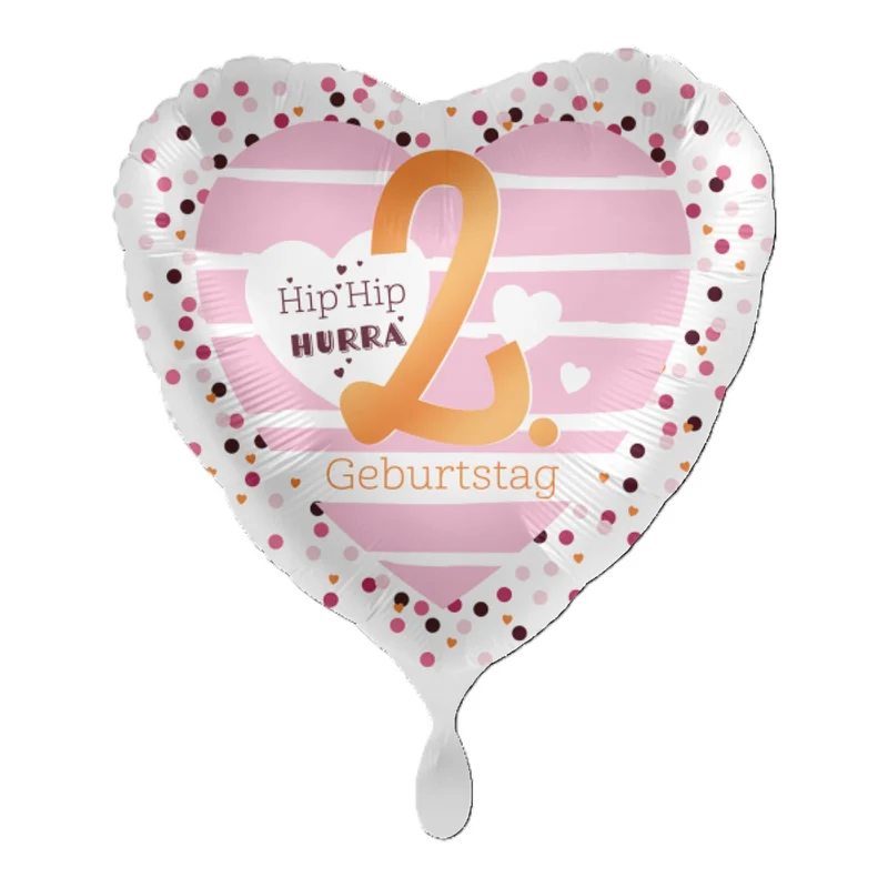 18"/Ø43cm Herz Folienballon "Hip Hip Hurra" #2