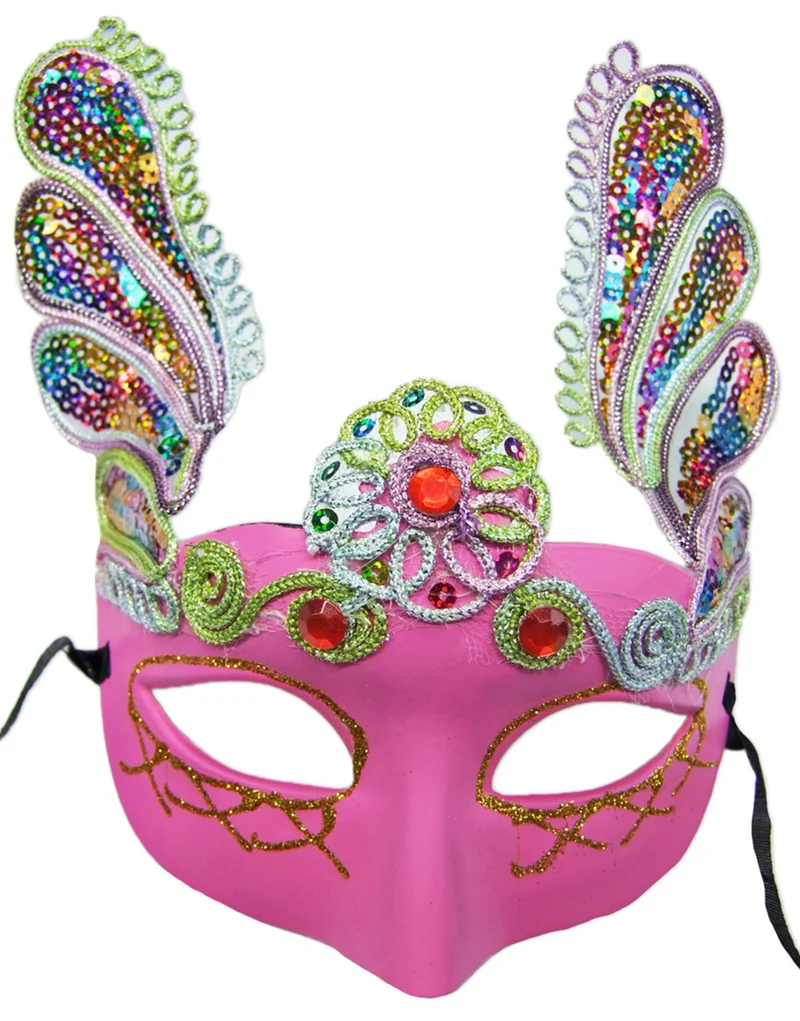 Augenmaske Florenz Pink mit Pailletten für Karneval & Maskenball
