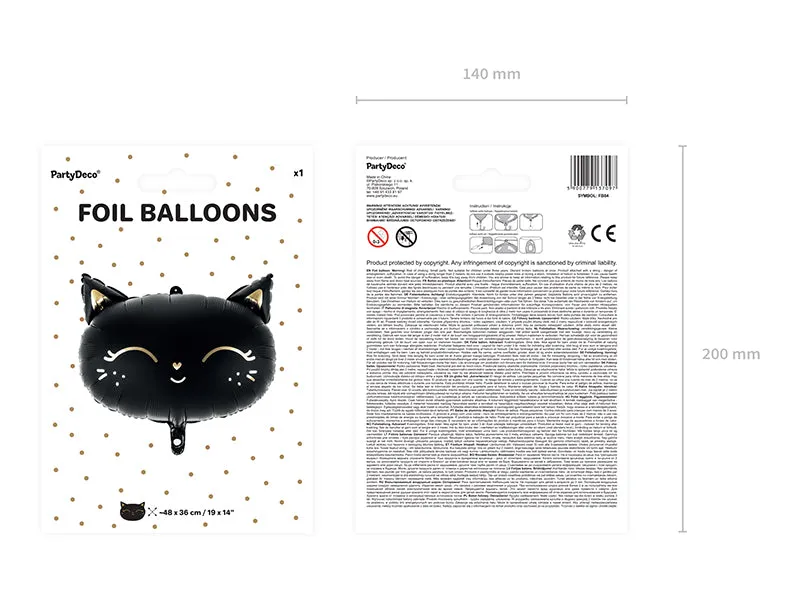 Shape Folienballon "Katze" Schwarz | 48 x 36 cm