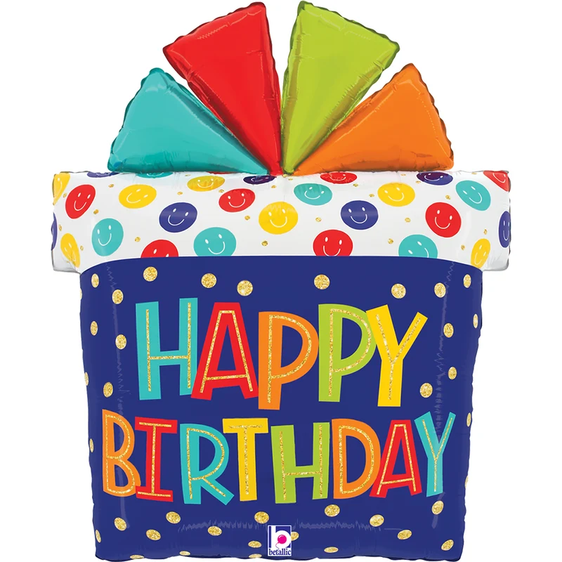 Shape Folienballon "Happy Birthday" Geschenk | 69 cm