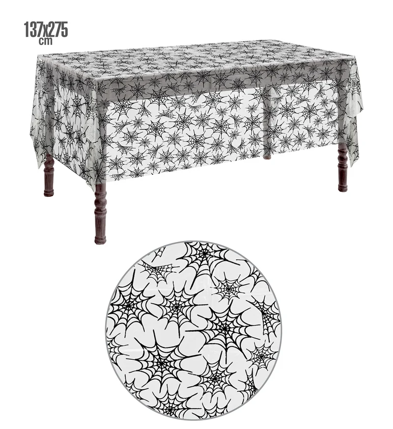 Halloween Tischdecke "Spinnennetz" | Schwarz 137x275cm Dekoration