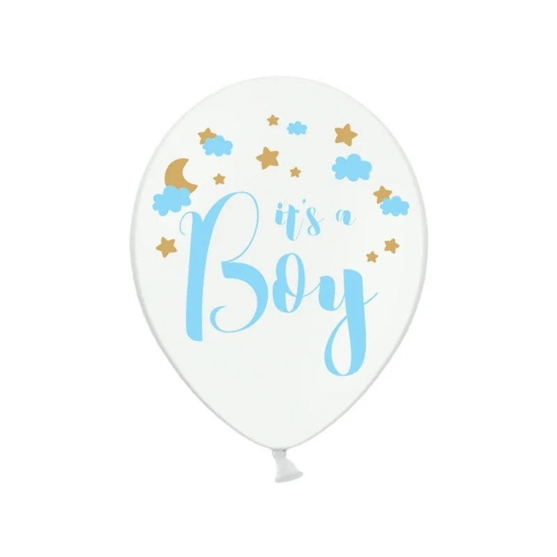 6 Stk. Luftballon Ø30cm "It´s a boy" | Weiß Pastell Babyparty